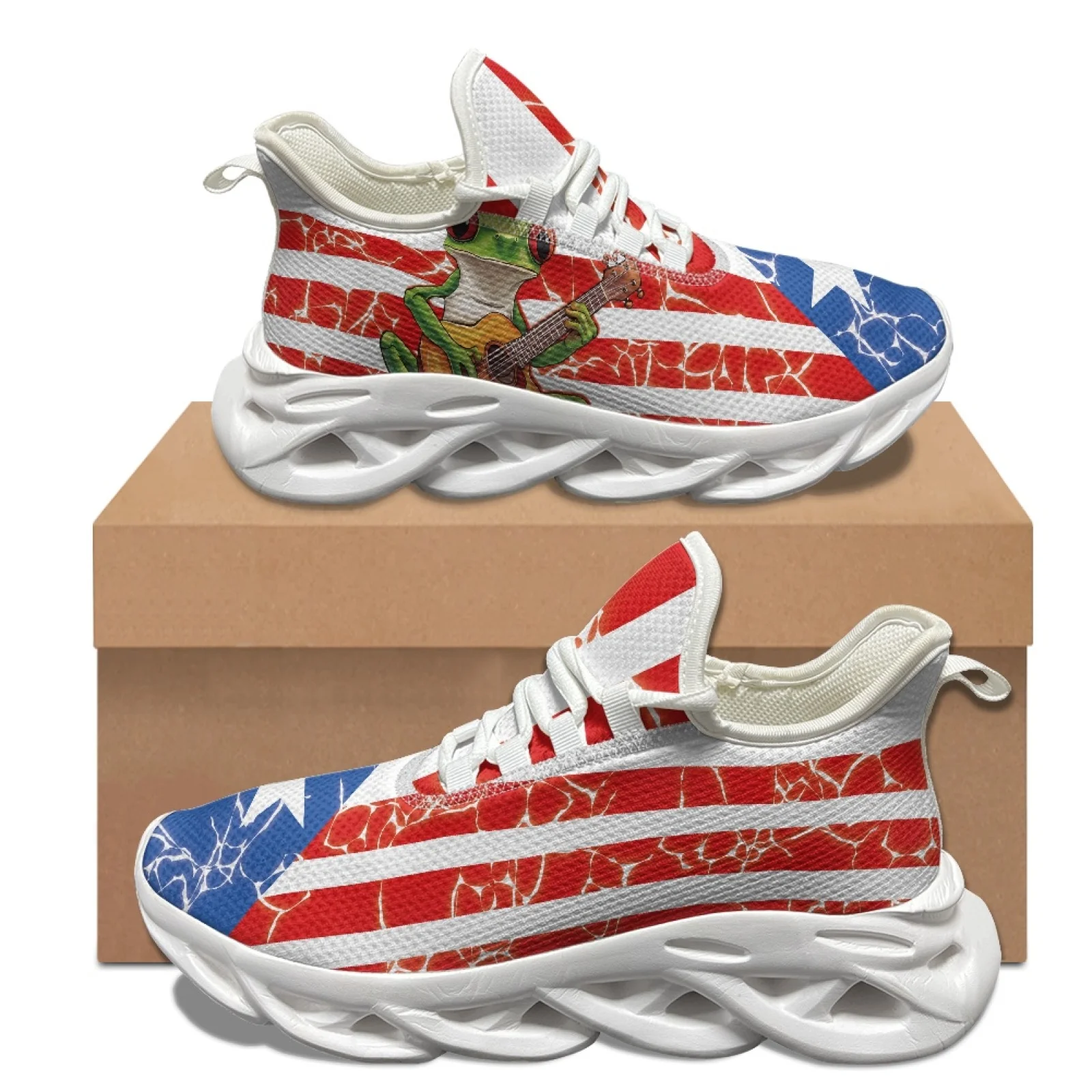 

XIXIRIMIDO Puerto Rico Blade Running Shoes Women's Lightweight Sneakers Men's Commuter Shoes Comfortable Breathable Soft 35-48