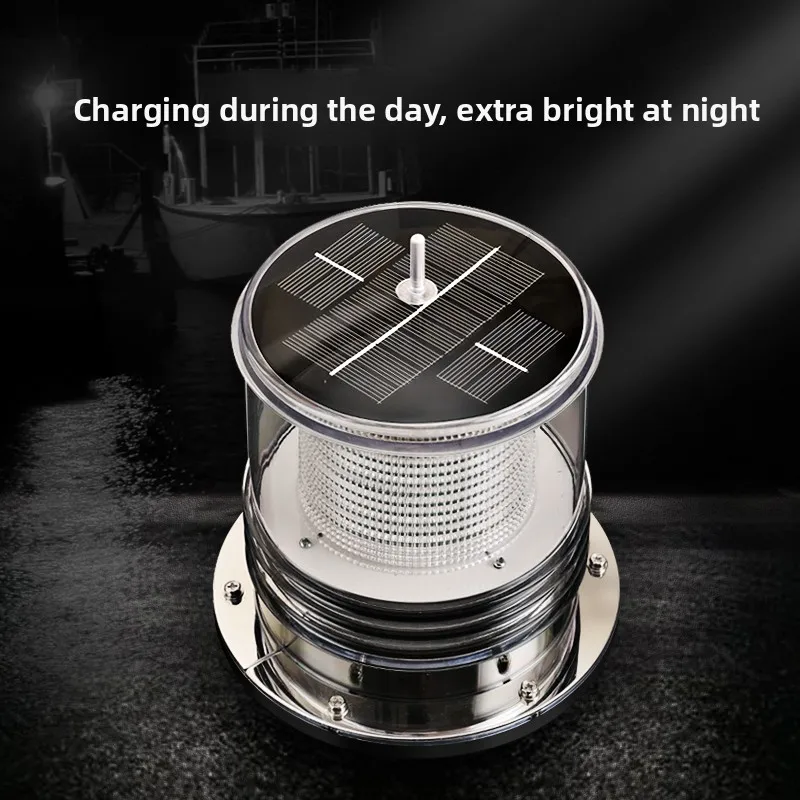 1PCS Marine LED Solar Powered Anchor Warning Light With Romoto Beacon Network 3 Colors Marker Flash Steady Signal Mast Light