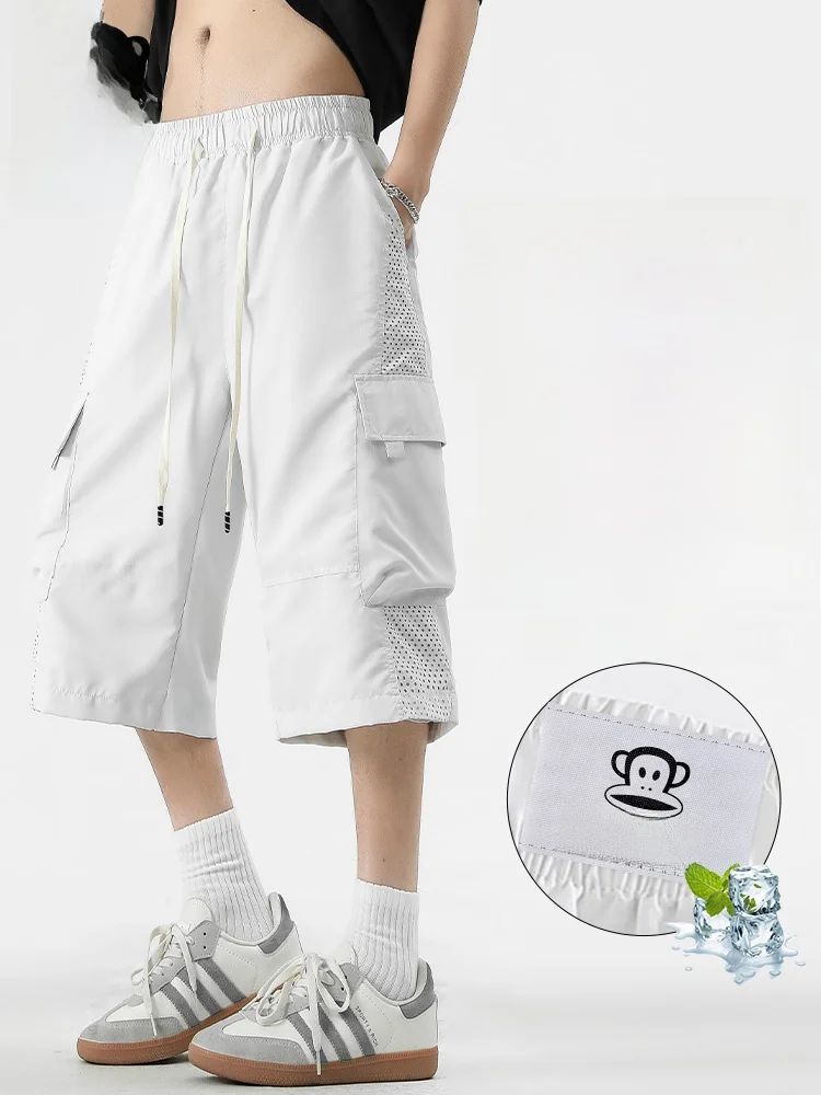 

Мужские летние брюки Paul Frank из дышащего ледяного шелка, тонкие, прямого кроя, повседневные, удобные, свободного кроя, молодежные