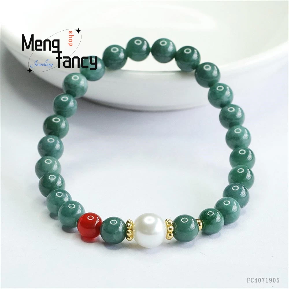 Natural A-goods Jadeite Exquisite Elegant Simple High-grade Bracelet Blue Water Jadeite Bracelet Luxury Quality Fashion Jewelry