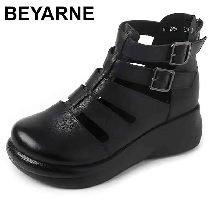 

Genuine Leather Shoes Gladiator Sandals For Women Large Size Non-slip Wedges Heels Sandals Platform Summer Ladies Shoes