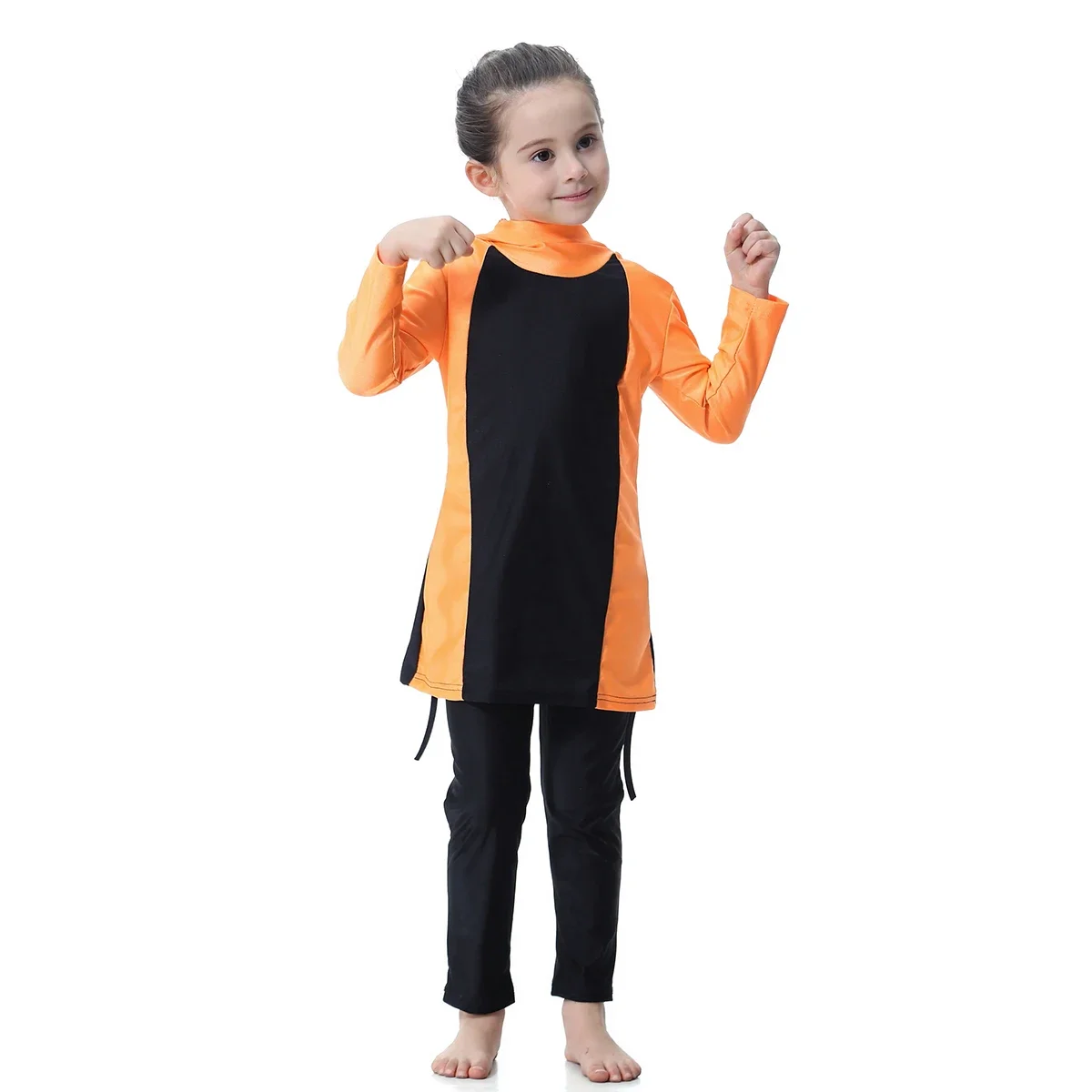 Muslim Swimwears Two-Piece Suits Islamic Children Modest Hooded Swimsuits Girls Islam Beach Cap Wear Swimming Diving Burkinis