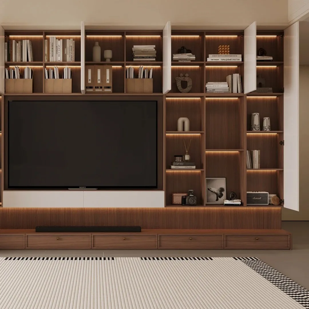 &Modern Contemporary Premium Wood TV Cabinet Eco-Friendly Durable Multi-Functional Storage for Living Rooms Hotels Villas