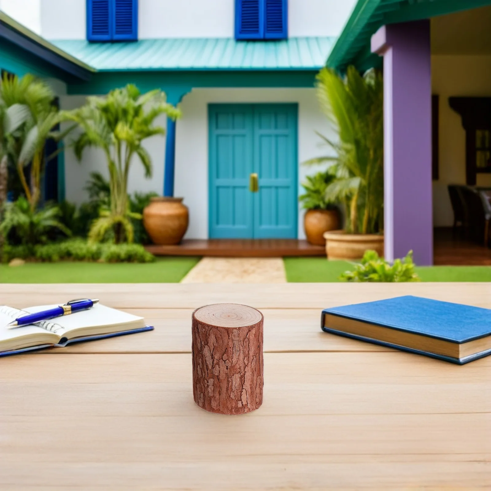 2 قطعة ديكور خشبي الجذع الخشب الطبيعي زينة المناظر الطبيعية الصغيرة لسطح المكتب غرفة بار أرفف الكتب حديقة سجل الزينة الحرف اليدوية #6