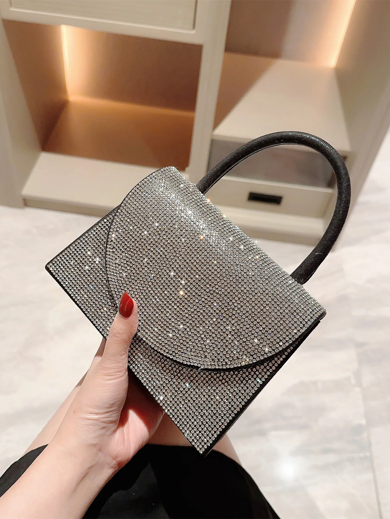 Women\'s Pleated Design Sparkling Evening Bag Flap Dress Bag Evening Bag Party Bag Prom Bag Wedding Bag Clutch Bag