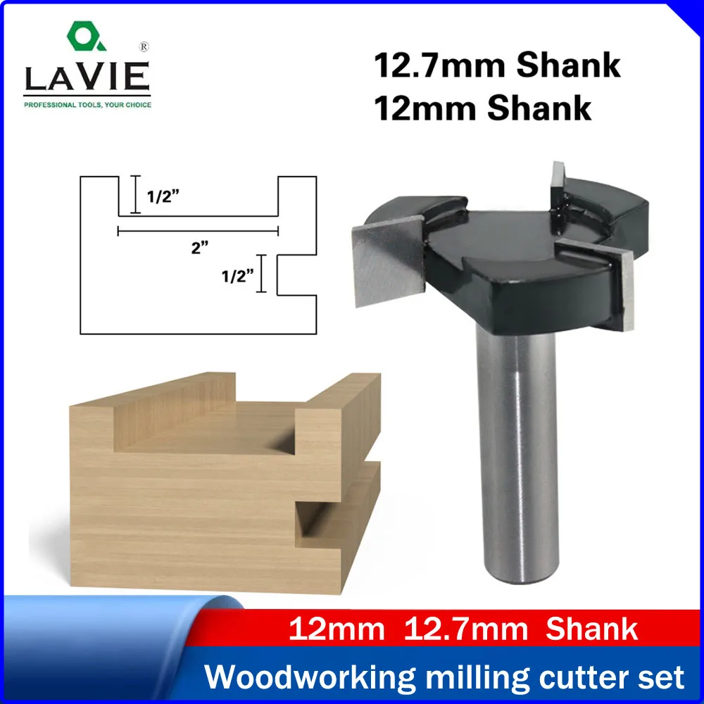 

LAVIE 1PC 3-Flute T-Slot Router Bit,Bottom Cleaning Bit,Groove Cutter,4-Flute Slotting Bit,Tungsten Carbide Woodworking Milling