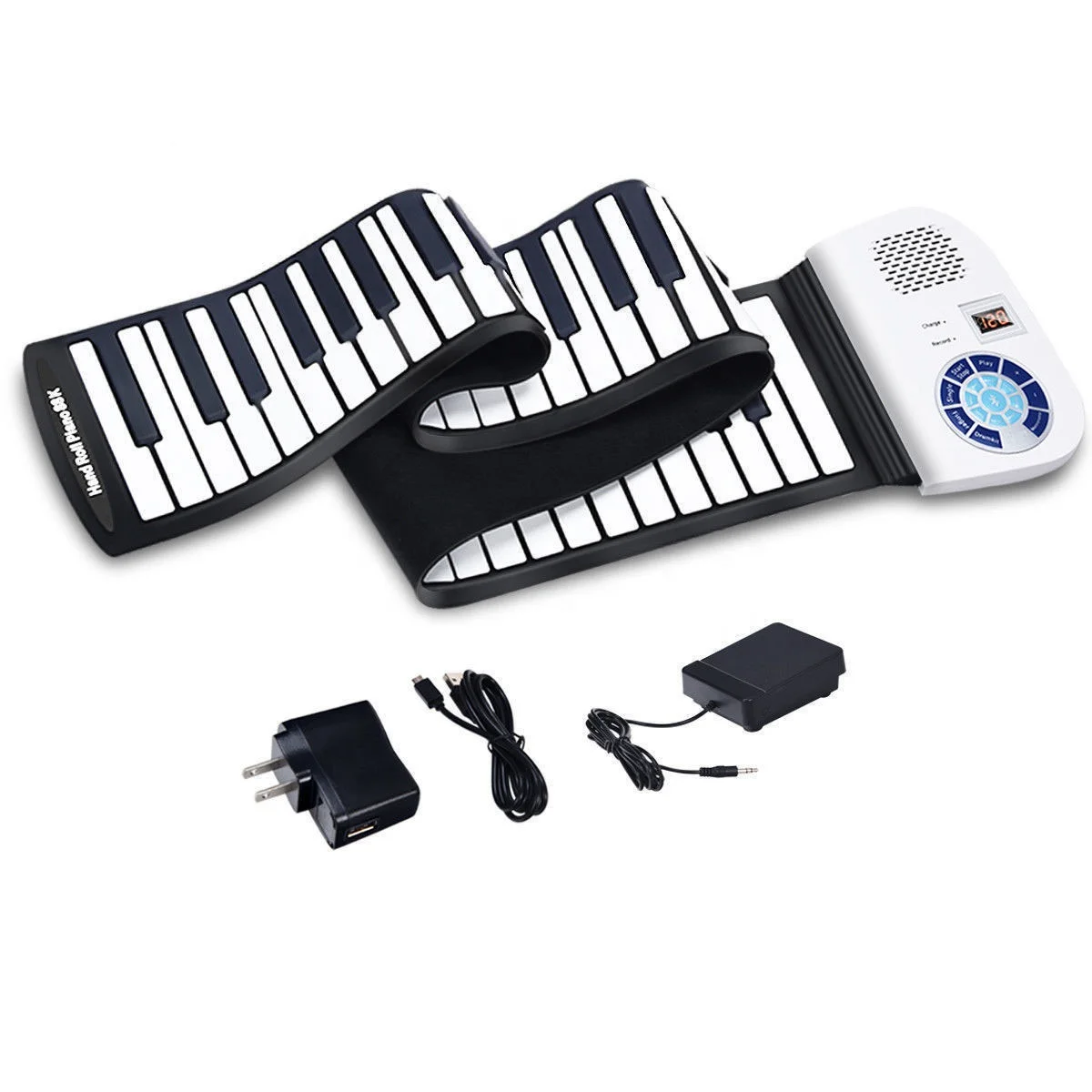 

Hooqu Folding Silicon Flexible Roll Up 88 Key Piano Keyboard Microphone With Extended Sound Pedal