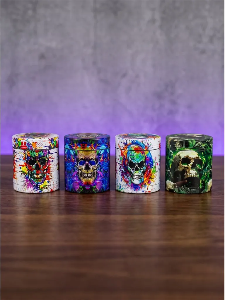 2inch/50mm Multi Skull Grinder Metal 4-layer Spice Mill Manual Pepper Mortar Pestle Tobacco Grass Grinder Smoke Cigarette Tool view 4