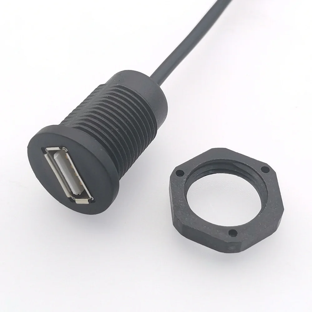 Imagem -03 - Conveniente Montagem Rosca Usb Carregador Soquete Conector de Alimentação Fêmea Jack Porta de Carregamento 2pin com Cabo 100 Pcs