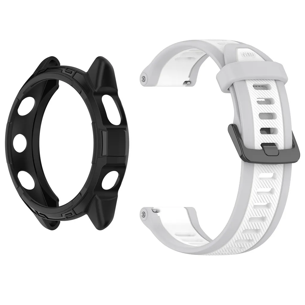 سيليكون حزام + حافظة واقي للشاشة ل Garmin Forerunner 265 265S لينة غطاء من البولي يوريثان الحراري الموسيقى ساعة ذكية خليط الألوان المعصم الفرقة