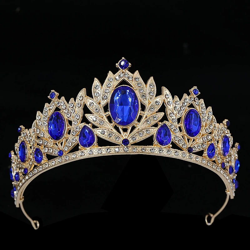 Luxury Queen Pageant Crown Tiara Rhinestone Leaf Crown Wedding Bridal Prom Birthday Party Headwear Hair Jewelry