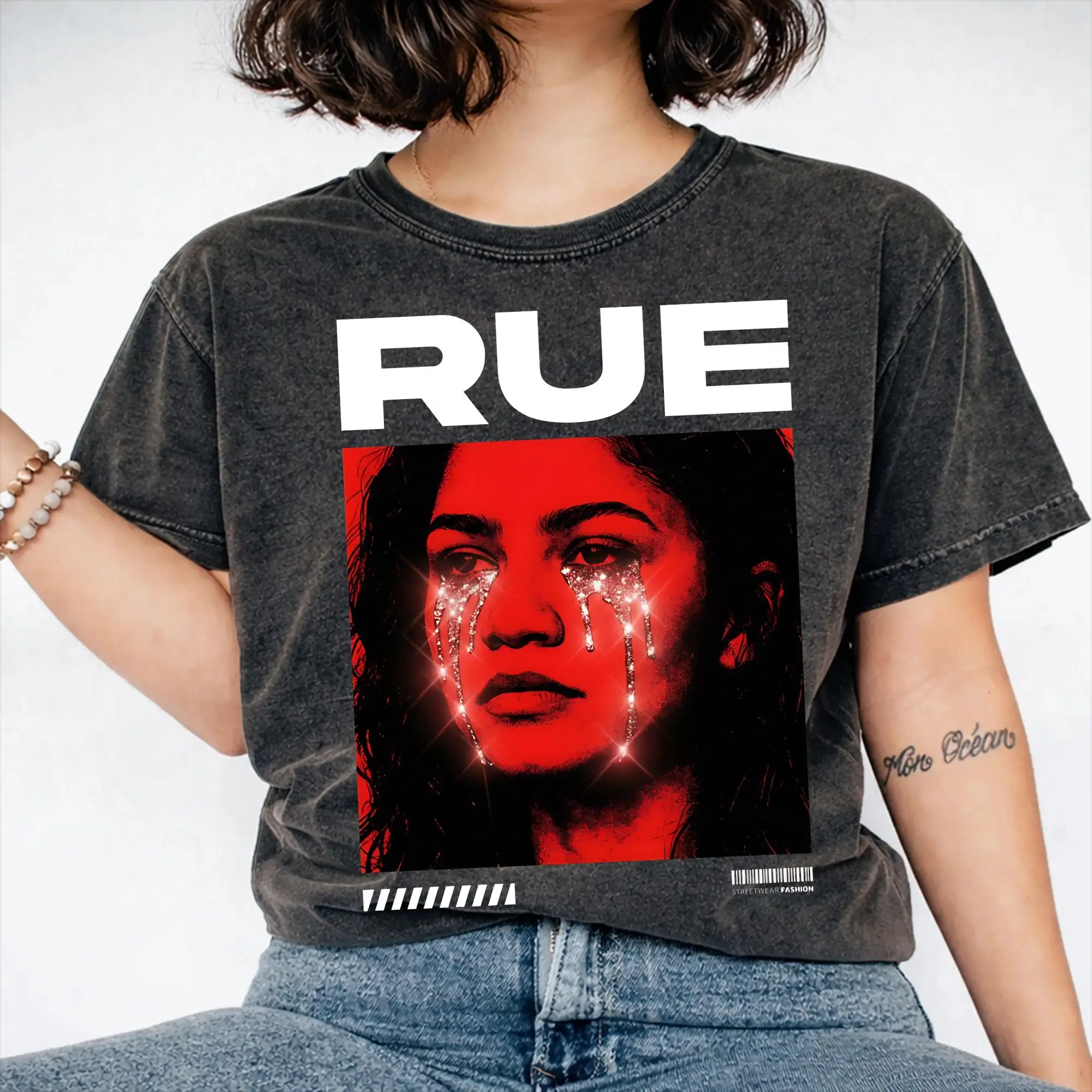 Harajuku Washed Shirt Ruby Rue Zendaya Merch Vintage T Shirt High Street  Streetwear Cotton Printed Tops Tees