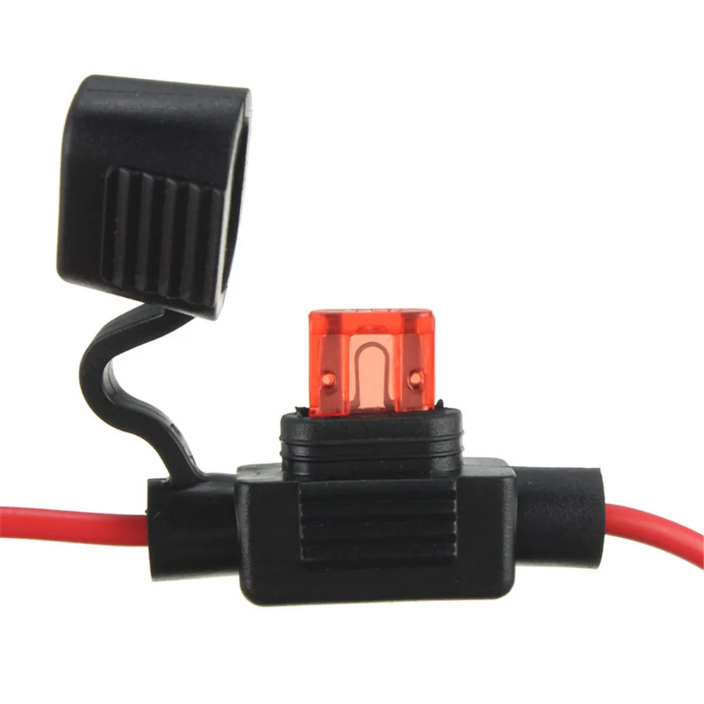 Waterproof Power Socket Mini Blade Type In Line Fuse Holders with 10A Fuse Car Replacement Fuses