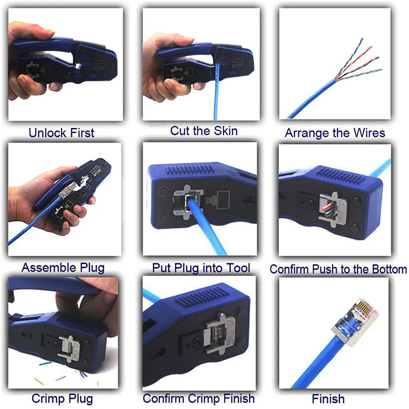 RJ45 Netwerk Kabel Krimptang Cat7 Cat6 Cat5 Modulaire Krimptang Apparaat Draad Stripper Ethernet Kabel Aansluiting Tool Kit