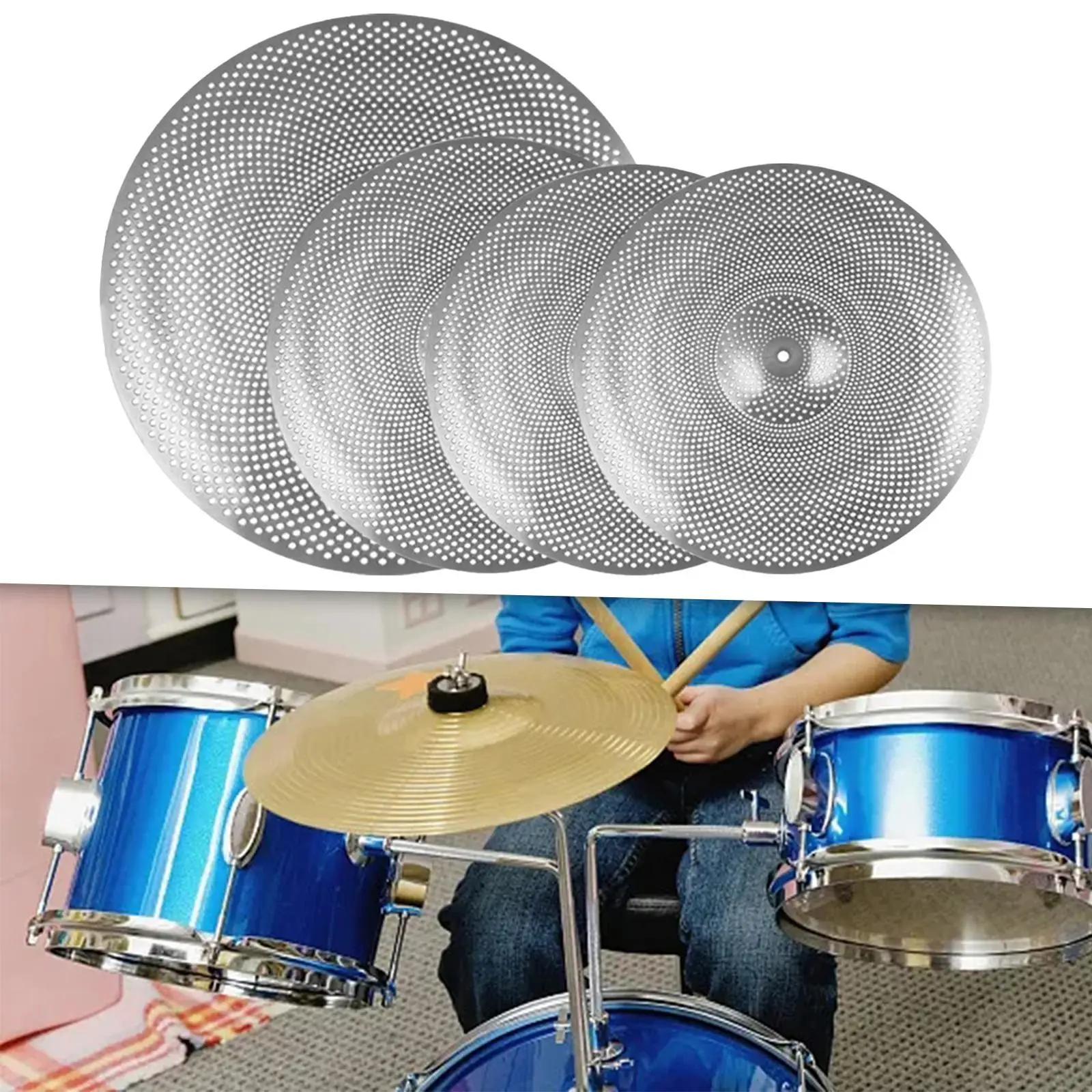 

4 Pieces Drum Cymbals Mute Cymbals Alloy Replacement Percussion Accessories Music Room Sturdy Stage Drummer Practice Cymbals