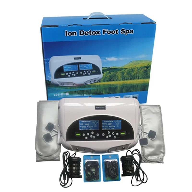 Dual Ionic Detox Foot Bath SPA System Feet Electric Massager LCD Display Cell Detoxification Machine with Two Arrays and Belts