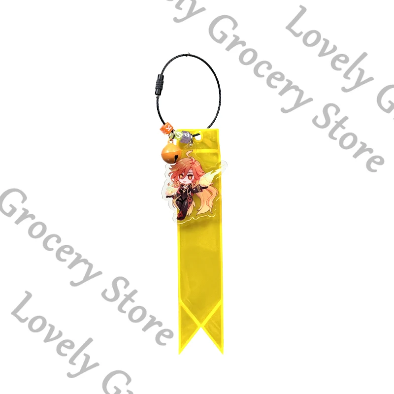 Anime genshin impacto mavuika cosplay dos desenhos animados tira de advertência segurança acessório reflexivo pingente ornamento fita prop mascote presente