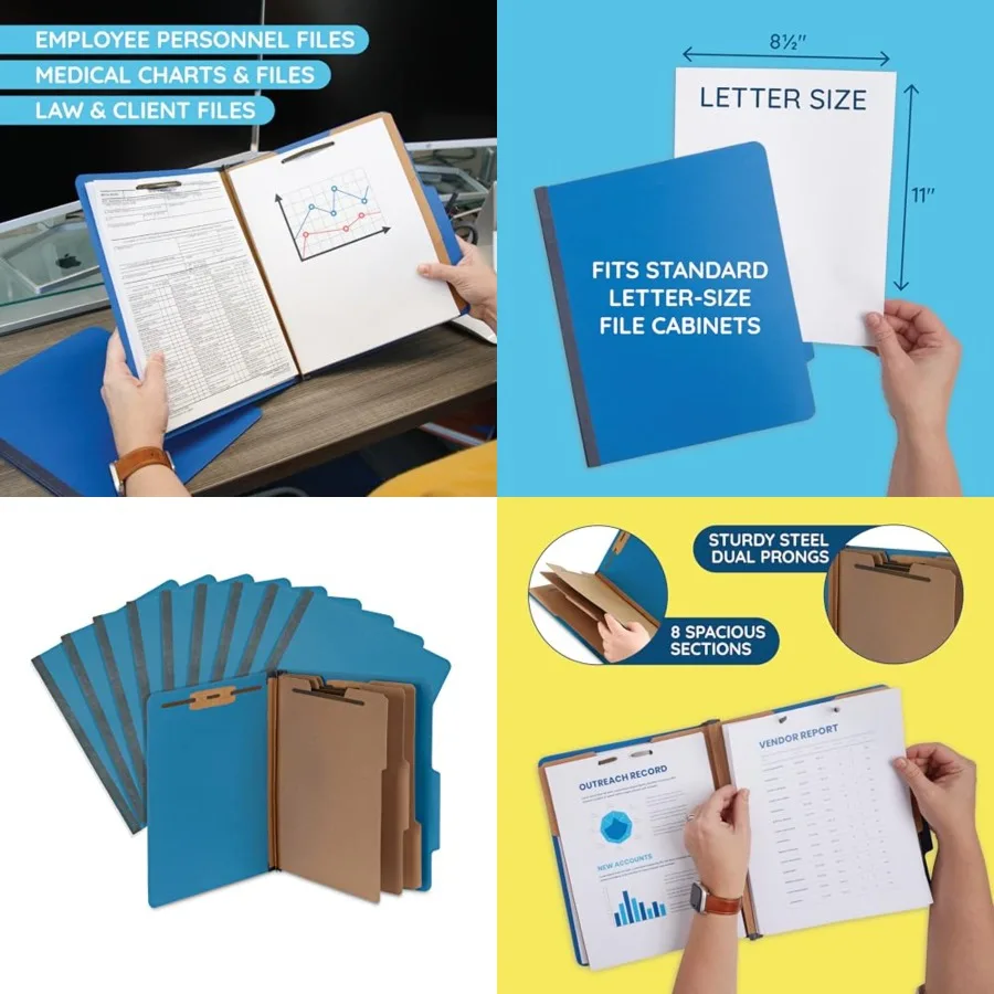 

Dark Classification Folders, 3 Dividers, Letter Size with 2 Inch Expansions, Use for Organizing Medical Records and Client File