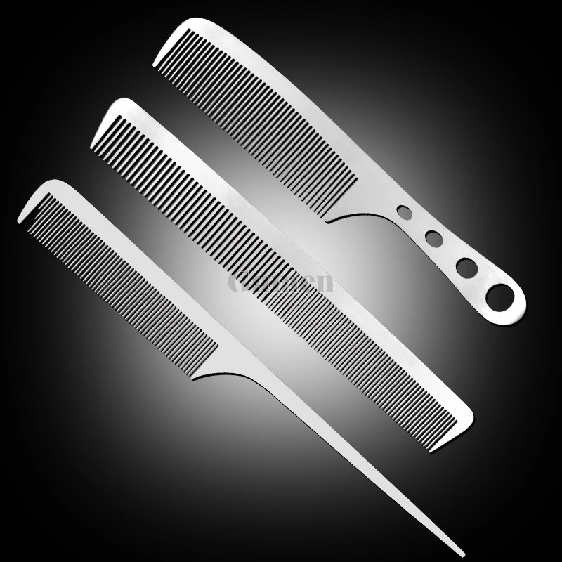1PC Titanium Steel Comb Professional Salon Hair Hairdressing Anti-static Barbers Comb Ultra Thin 1mm Hair Brush For Men Women