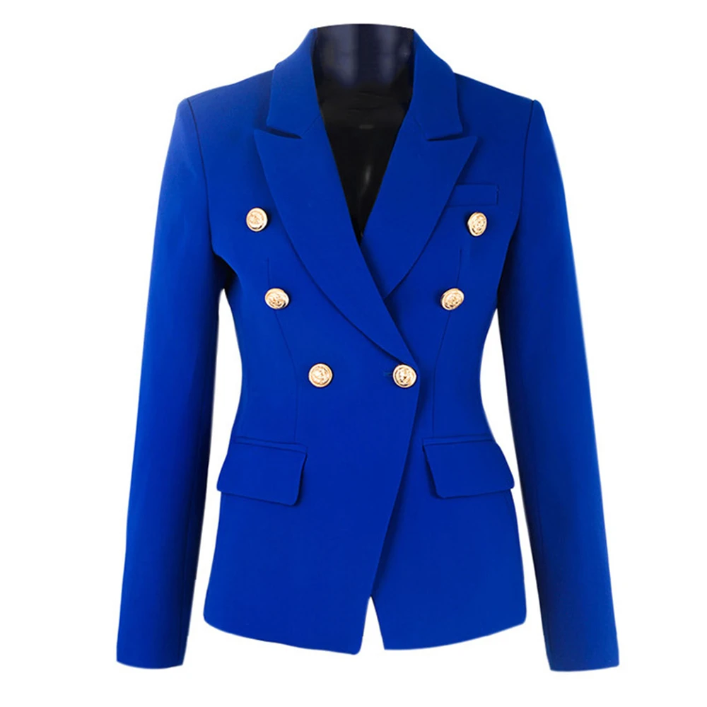 Customized Women\'s Designer Blazer: Handcrafted in a slim fit with gold buttons for stylish office and casual wear