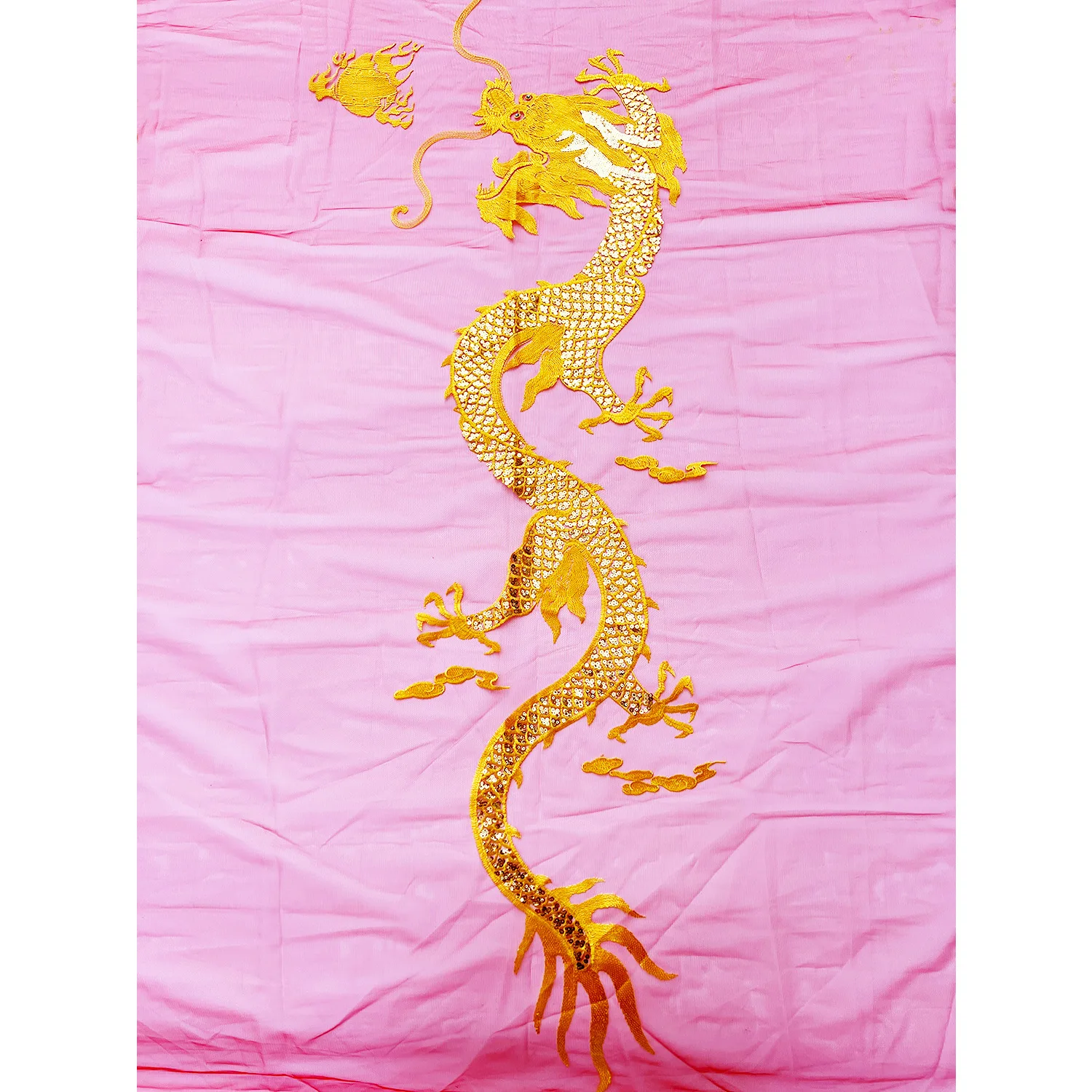 Big Dragon Gold Line Sequined Embroidery Patches Applique for Wedding Performing Clothes Evening Dress DIY Patches Size 120x60CM