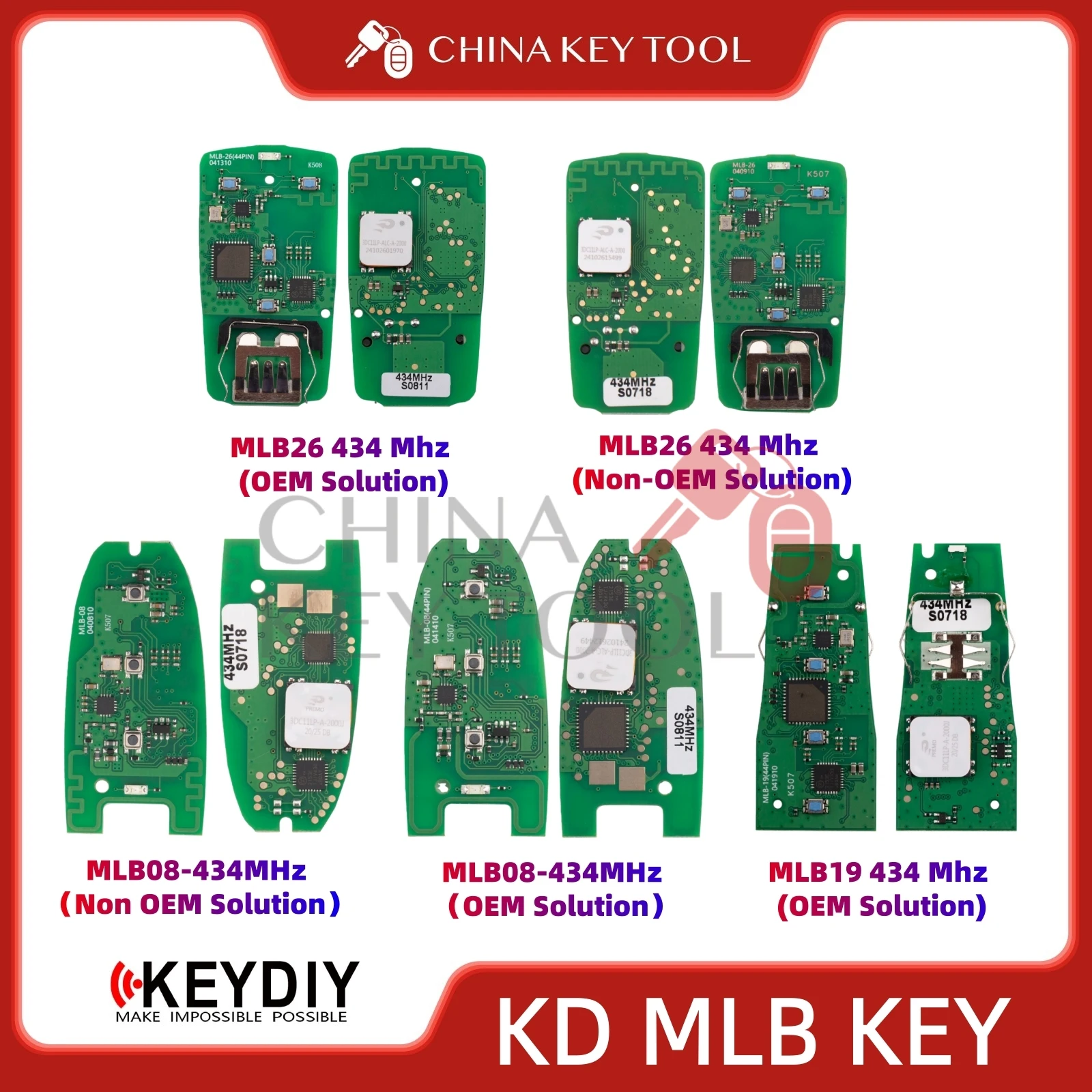 KEYDIY MLB08 MLB26 MLB19 Remote PCB, 434Mhz 40-PIN/44-PIN NONE-OEM/OEM Firmware, Support PKE RKE Dealer Key Generation for MLB