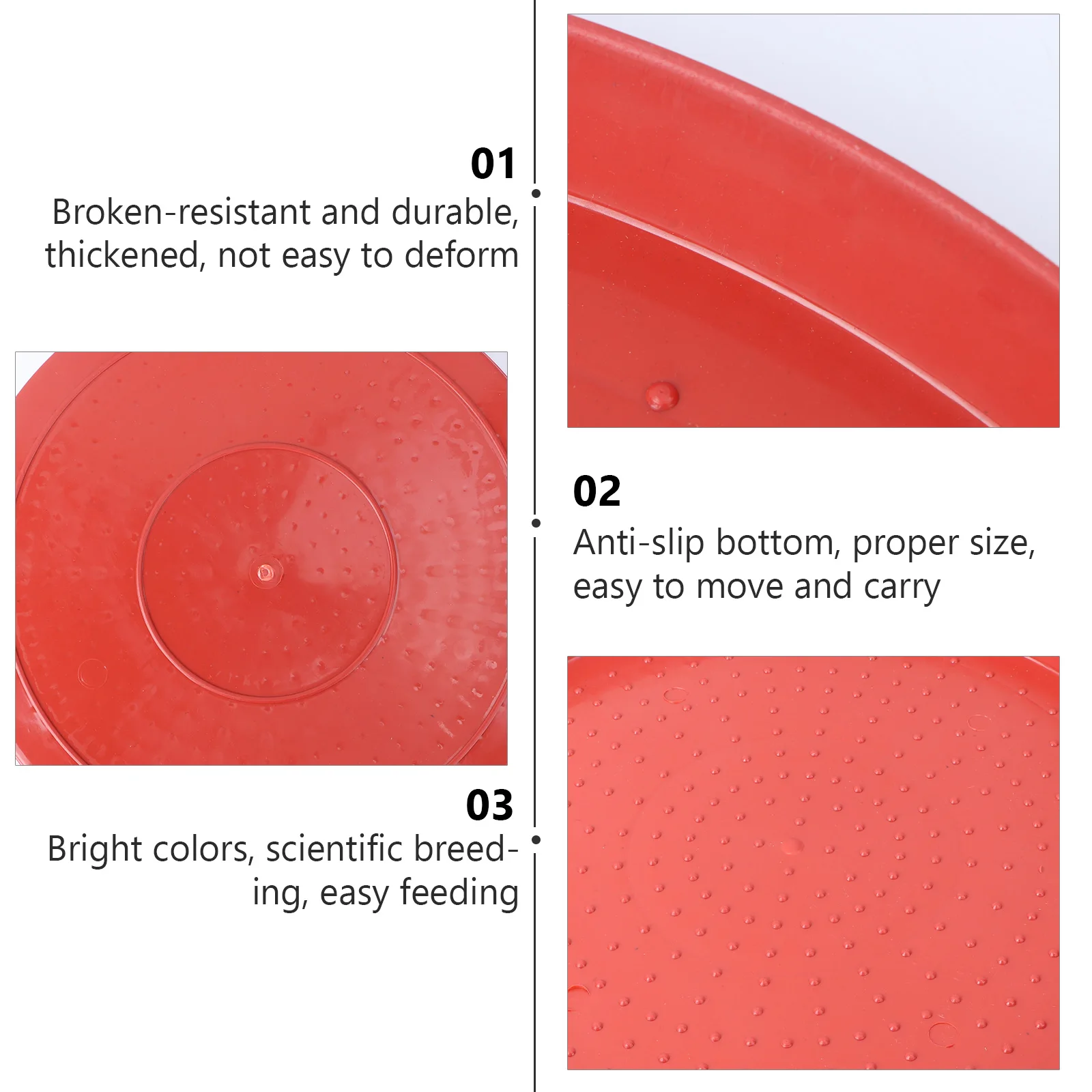 

3 Pcs Chicken Starter Plate Durable Thickened Quail Pigeon Chick Feeder Anti Slip Bottom Plastic Food for Poultry