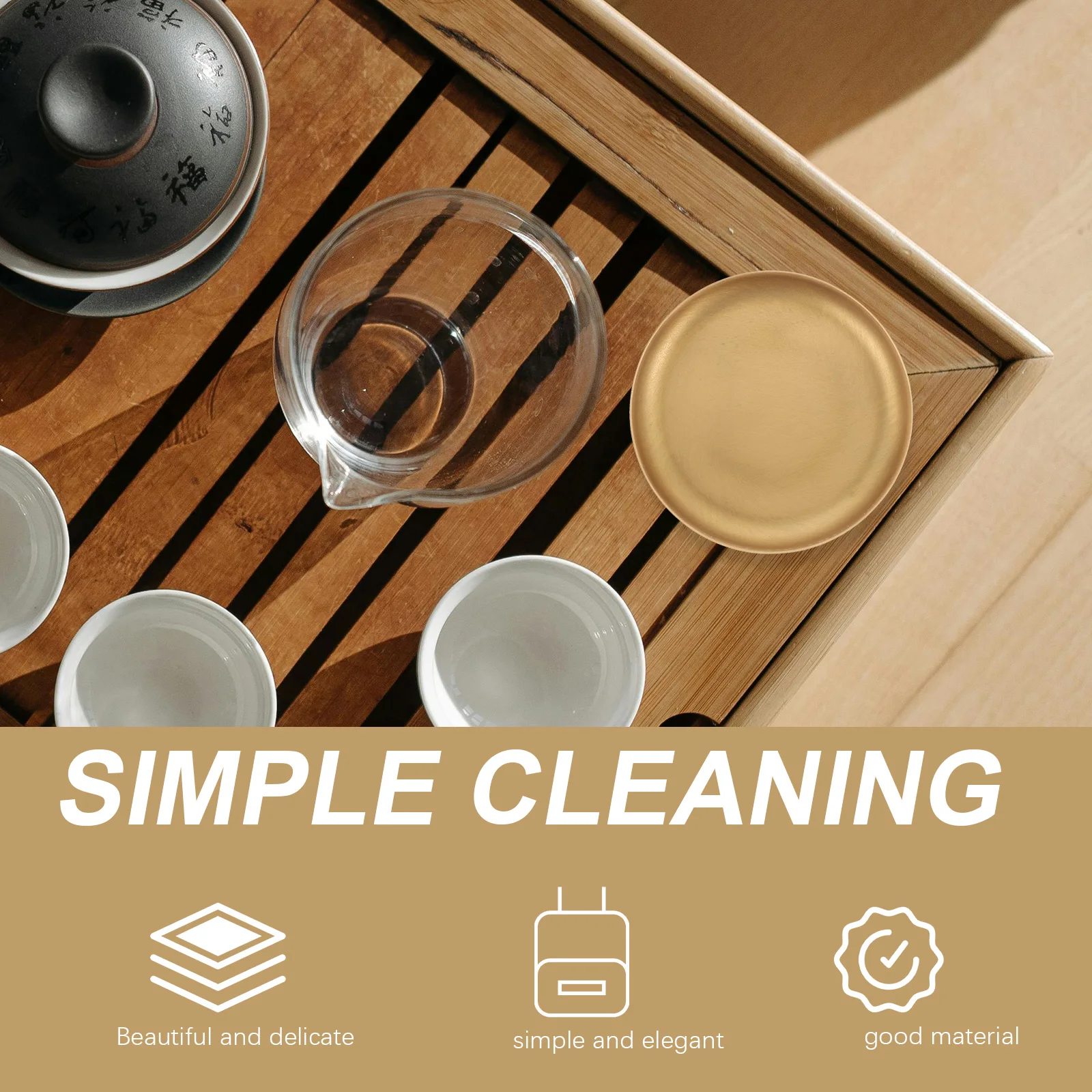 

1pcs Copper Round Coaster Heat Insulating Drink Pad Wear-Resistant Table Protector For Home Kitchen Coffee Tea Cup Mat