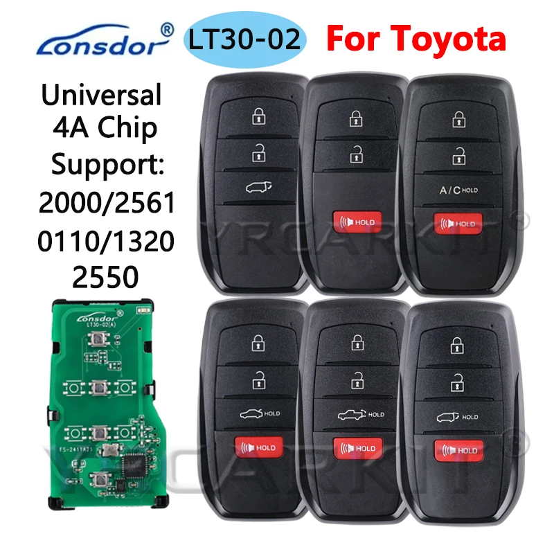 

Lonsdor LT30-02 4A Chip Smart Remot Key For Toyota Corolla Levin Allion Camry KH100+ K518 Support 2000 2561 0110 1320 2550 Case