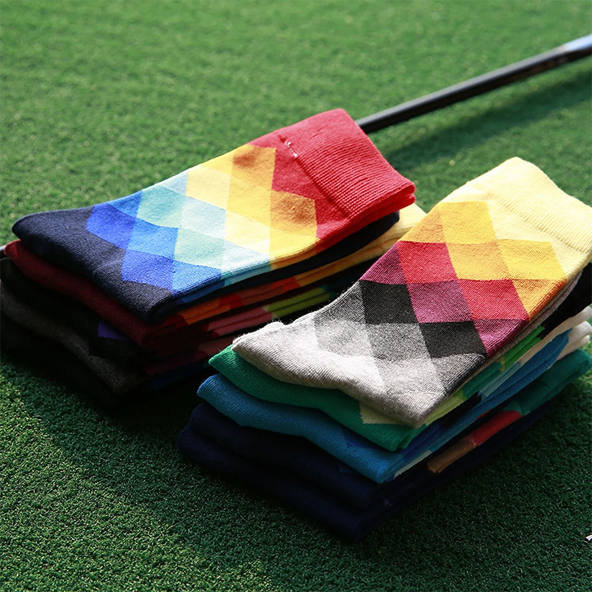 

6 Pairs Gradient Socks Men Lightweight Anti Skid Breathable 39 43 Sizes Feet Warmth Stylish Collocation