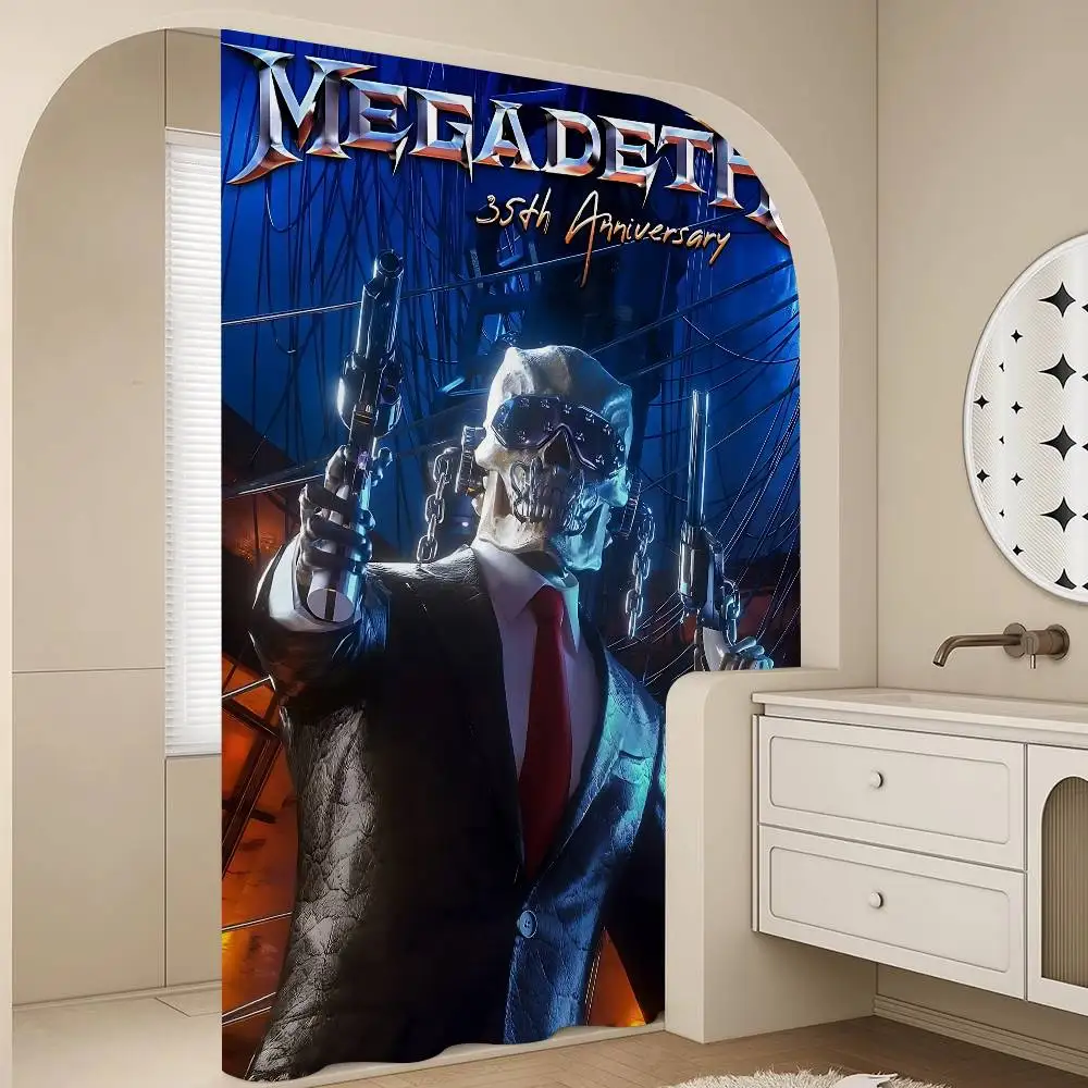 

Band M-Megadeths забавные и креативные пляжные занавески для душа, водонепроницаемые полиэстеровые занавески для ванной комнаты, украшенные крючками