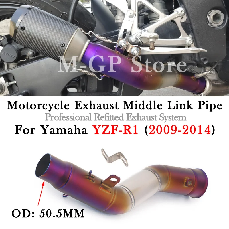 

Motorcycle Exhaust Modify 51MM Connection GP Escape Moto Middle Link Pipe Slip On For YAMAHA YZF-R1 YZF R1 2009 - 2012 2013 2014