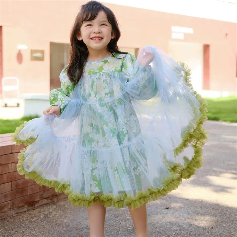 

Girl Dress Kids Baby Party Evening Gown 2023 Cute Spring Autumn Cotton Flower Girl Dress Vestido Robe Fille Children Clothing