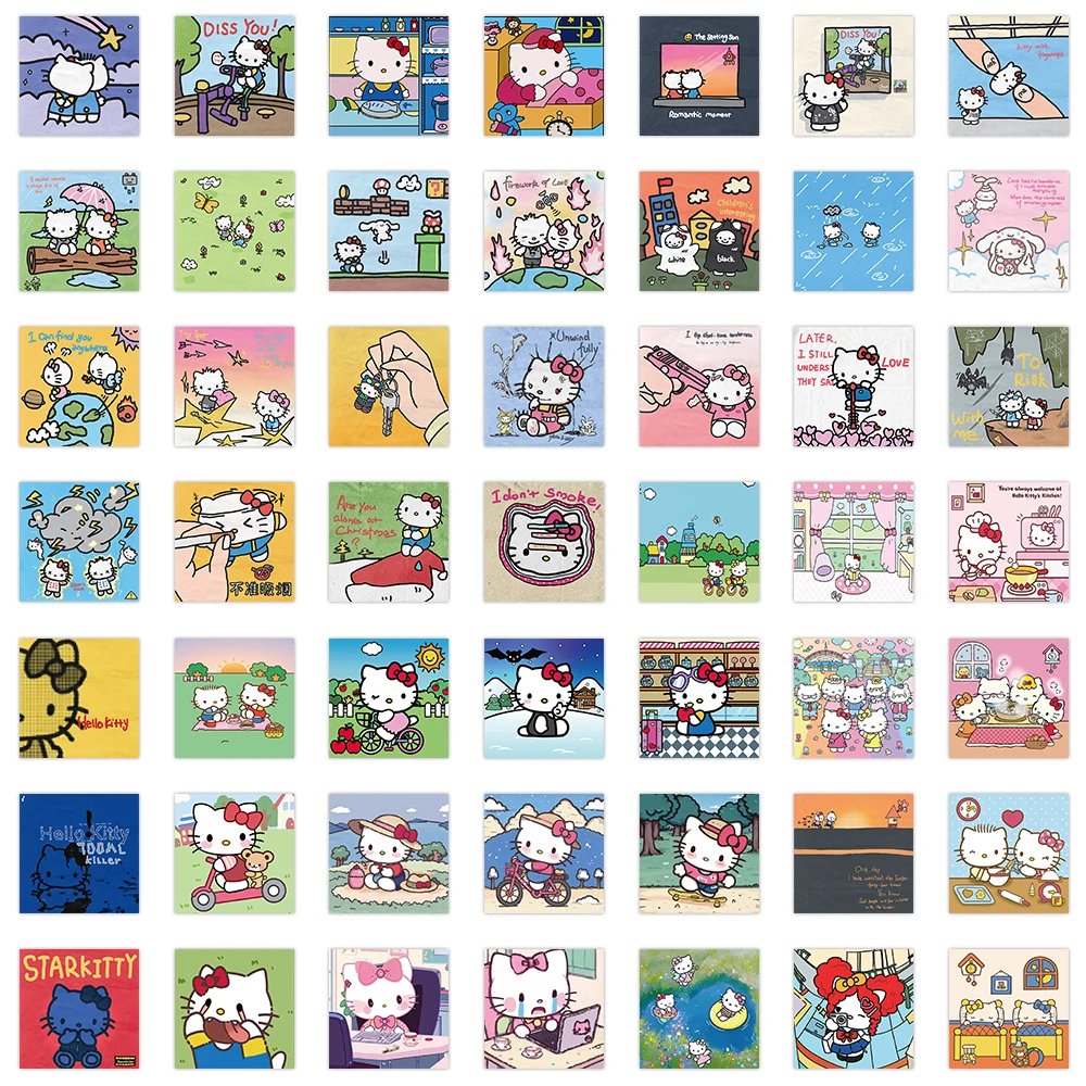 10/30/50/99pcs Cute Sanrio Hello Kitty Cartoon Poster Stickers Kawaii Anime Kids Sticker Toy Notebook Phone Laptop Decals Decor