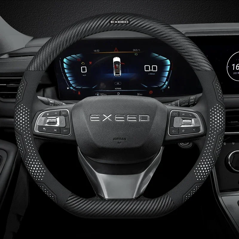 

Car Carbon fiber Suede Leather Anti-slip Steering Wheel Cover For Chery EXEED RX LX TXL VX TX VX Interior Decoration Accessories