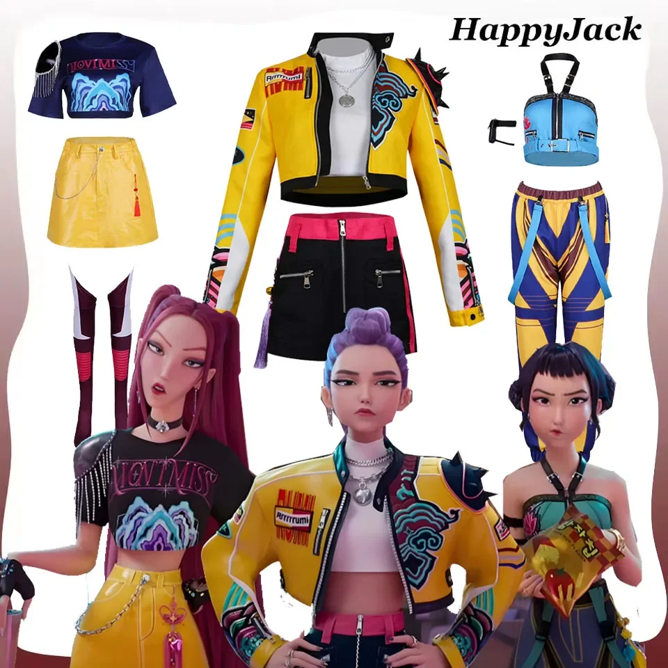 Костюм для косплея Руми Зои Миры для девочек, охотники на демонов, мультфильм Кпоп, детская одежда для ролевых игр, карнавальные костюмы на Хэллоуин