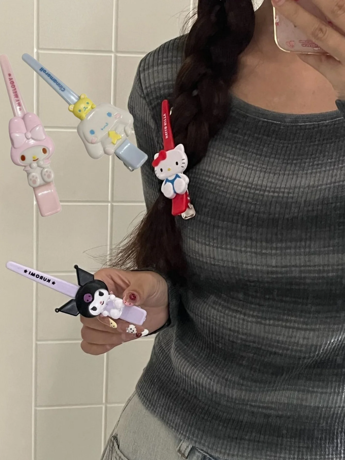 

1/2 шт. Заколки для волос HelloKitty My Melody Kuromi Cinnamoroll в стиле Y2K, мультяшные, женские, для челки, аксессуары, подарки