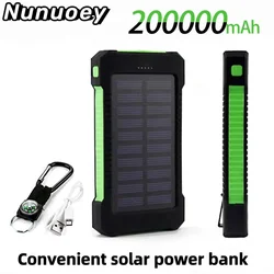 For  Solar Power Bank 200000mAh External Battery Fast Charging waterproof Powerbank With SOS Flashlight Poverbank