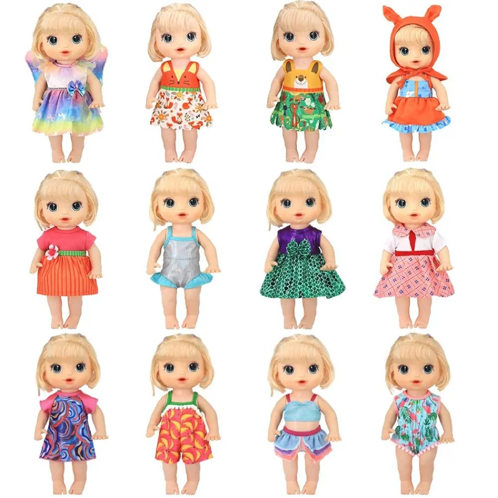 12Pcs Baby Doll Clothes Small Doll Clothes Handmade Baby Doll Dresses Colorful Doll Dresses Jumpsuit Swimsuit for Girls Gifts
