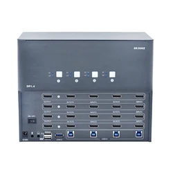 4-Port 8K Quad Monitor DP1.4 KVM Switch, 4 Computers Share a Set of Keyboard, Mouse, Support Windows/Mac/Linux