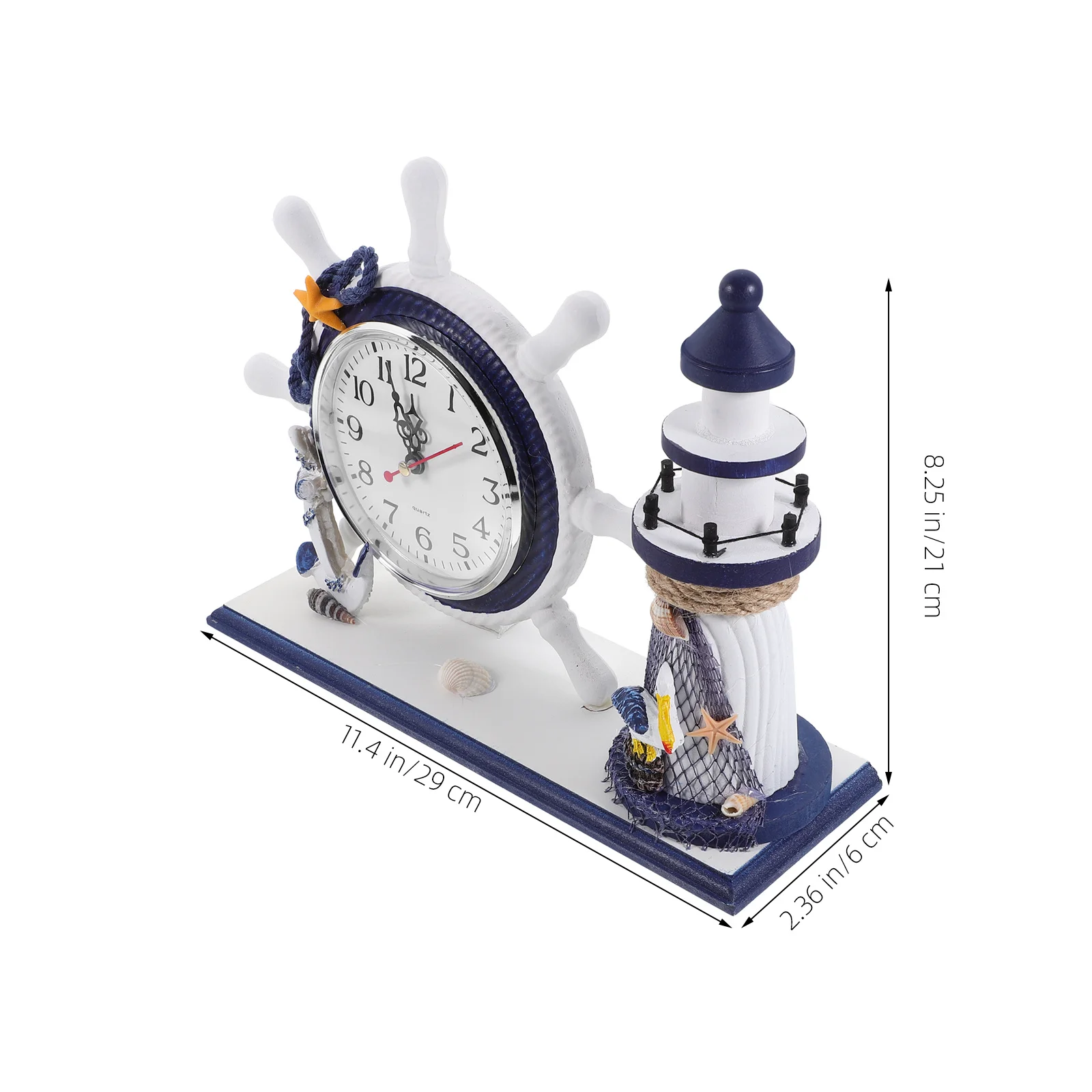 

1pc Mediterranean Clock Lighthouse Design Ocean Style Household Clock For Living Room Desktop Decor Artistic Ornament Home