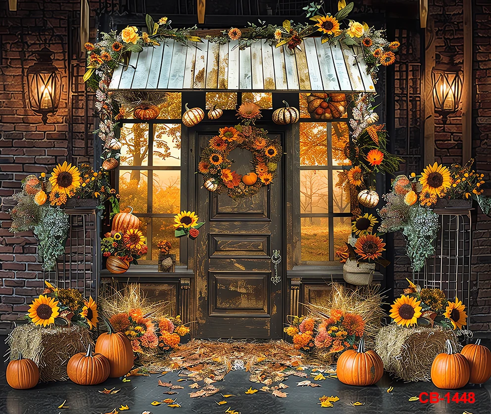 Autumn Thanksgiving Backdrop Photography Pumpkin Fall Harvest Background Baby Shower Birthday Party Decor Studio Photo Props