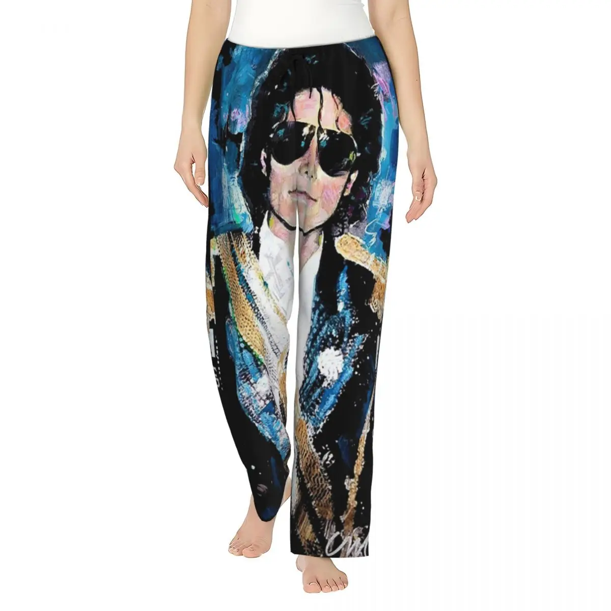 

Женские пижамные брюки Custom Michael 1984 Grammys Jackson Pop Art Portrait с карманами для отдыха и сна