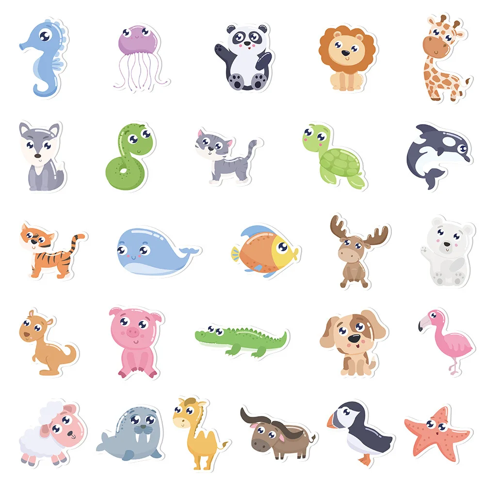 52pcs Lovelys Animal Stickers for Children Cute Jellyfish Panda Poster Diary Decoration Laptop Cup Stickers For Kids