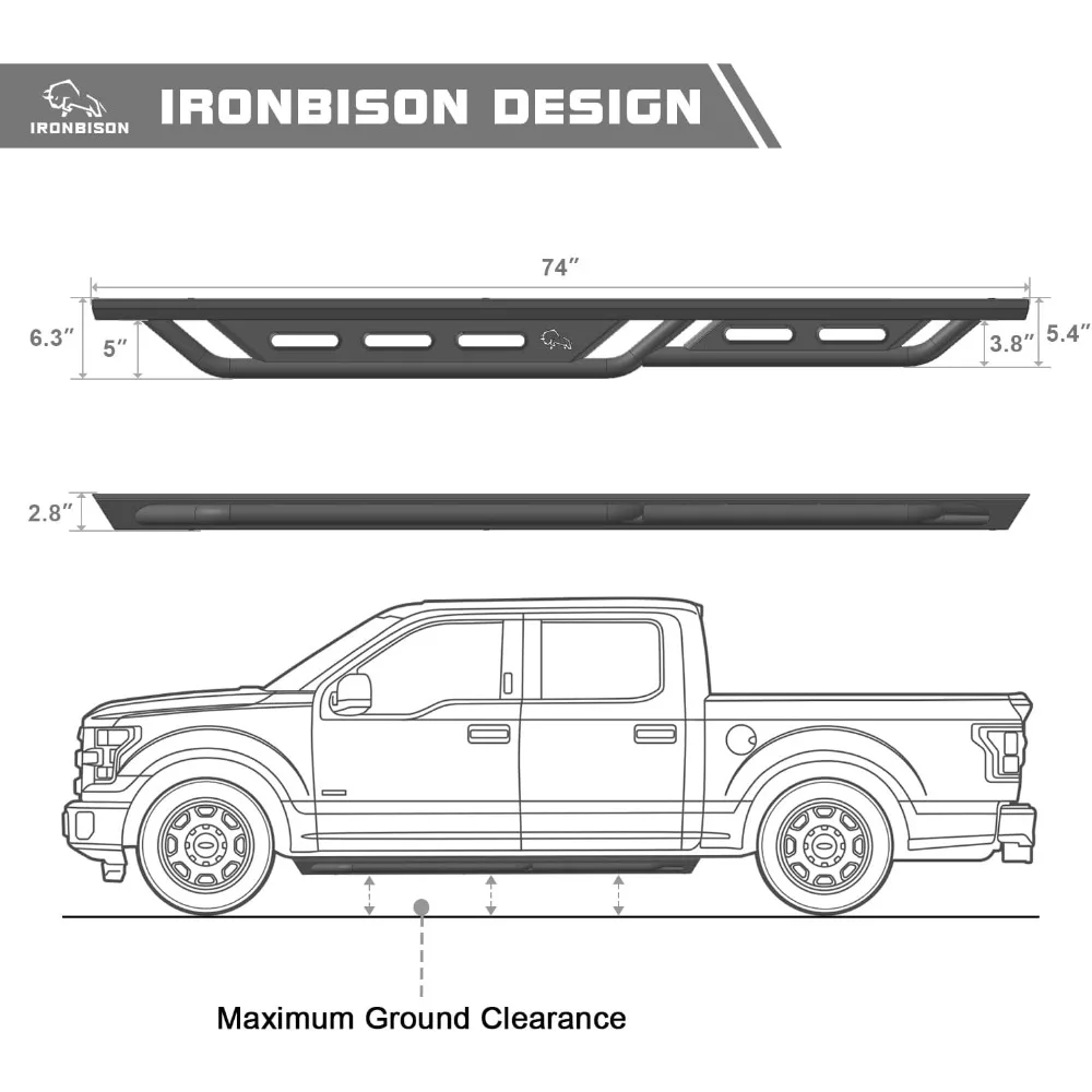 Running Boards Fits 2015-2025 Chevy Colorado/GMC Canyon Crew Cab Heavy Duty Pickup Truck Side Steps Off Road Nerf Bars Heavy Tex