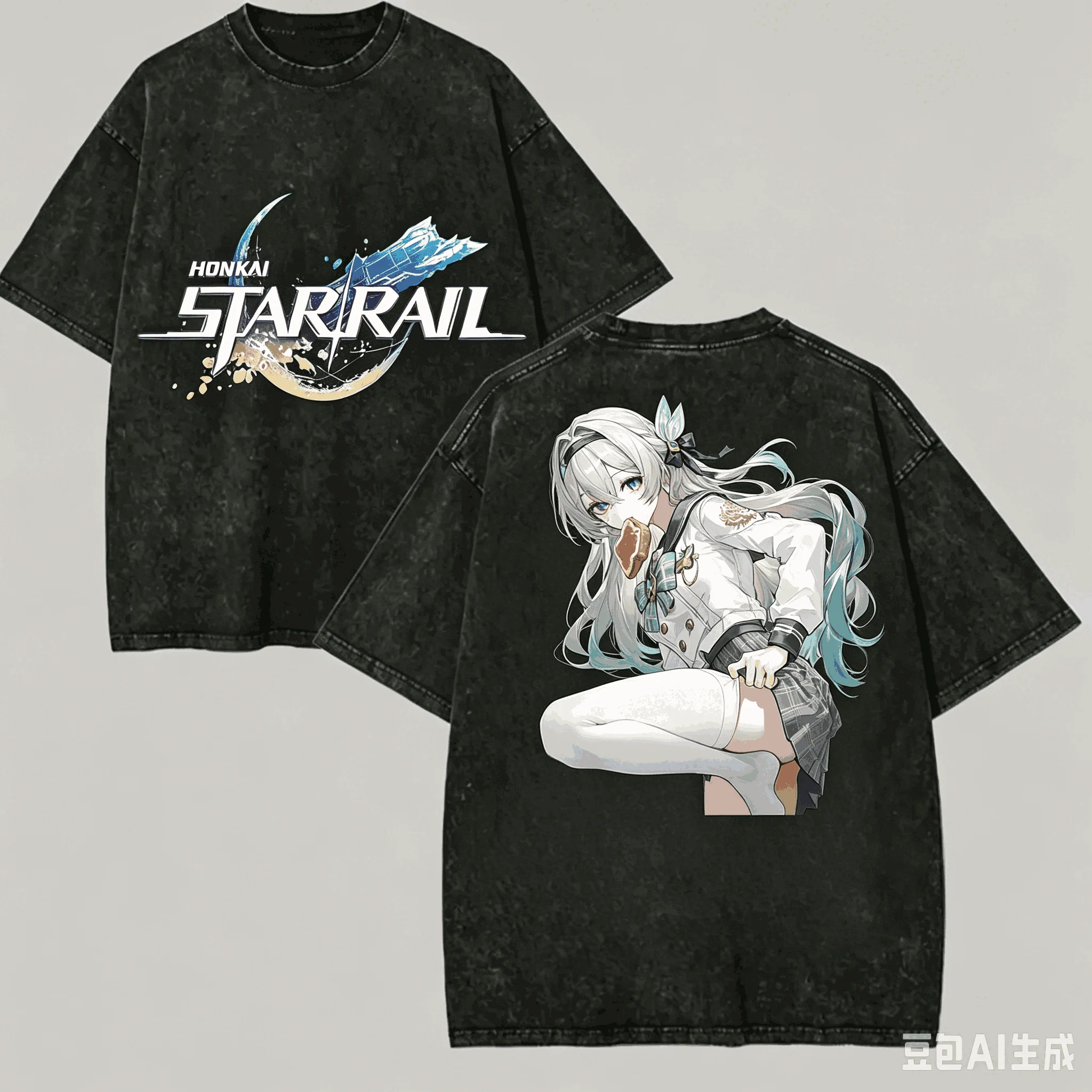 Honkai Star Rail Washed T shirt Anime Lovr Harajuku New Model Oversized Vintage Loose Unisex Vintage Loose Retro Fashion Classic view 3