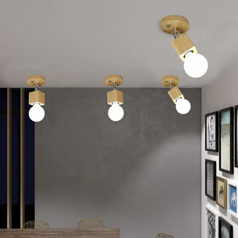 Nordic Modern Wood Square Luces Led Lights for Room Living Room Kitchen Porch Ceiling Lights Plafon Led Techo Led Verlichting