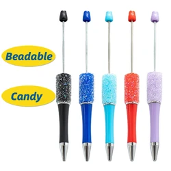 10pcs DIY Sugar Beaded Pen Diamond Gift Pen Wholesale Advertising Luxury Beadable Ballpoint Pen Set Freebies Office Supplies