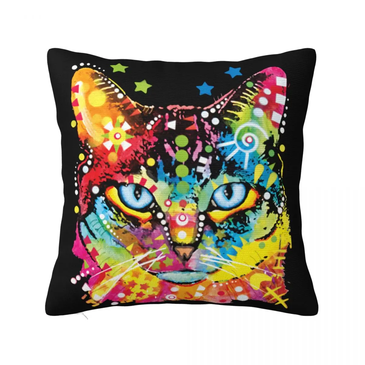 Colorful Cat Abstract Animal Lover Majestic Art Stars Cute Pet Any Logo Men Classic Pillow Case