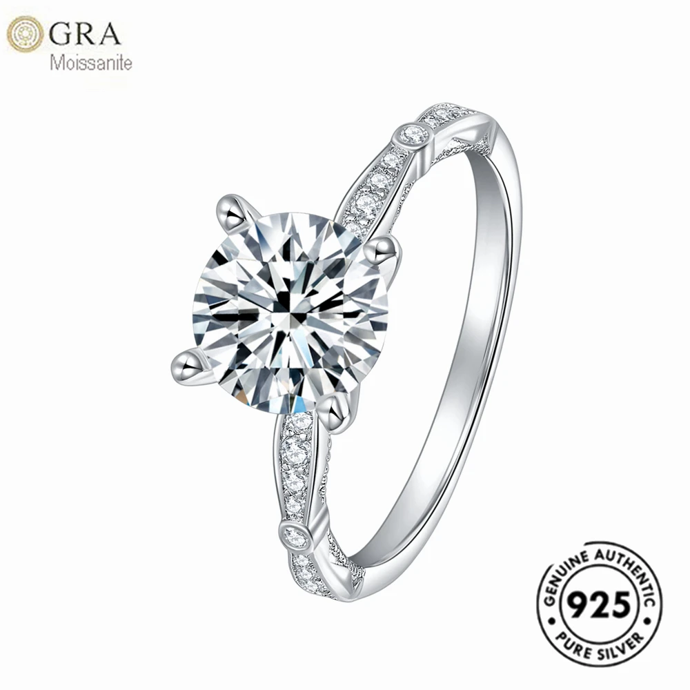 

GRA 1.5ct Moissanite Diamond Jewelry Fashion Rings 925 Sterling Silver Wedding Jewellery For Ladies